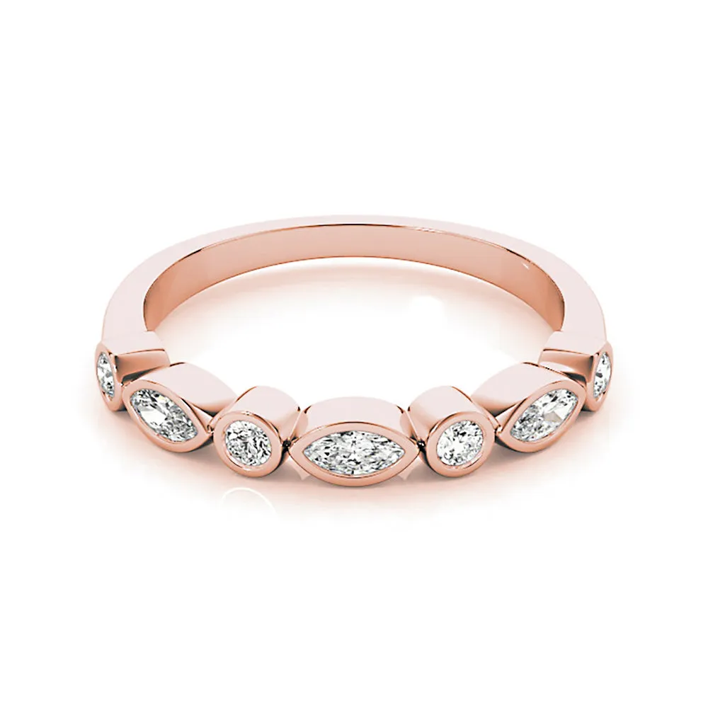 0.30 ct. Round And Marquise Diamond Wedding Ring