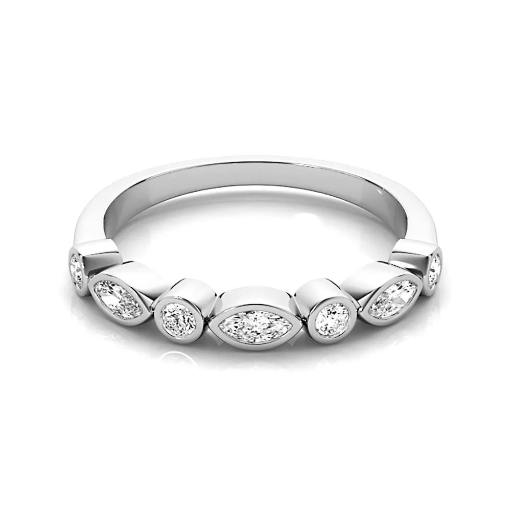 0.30 ct. Round And Marquise Diamond Wedding Ring