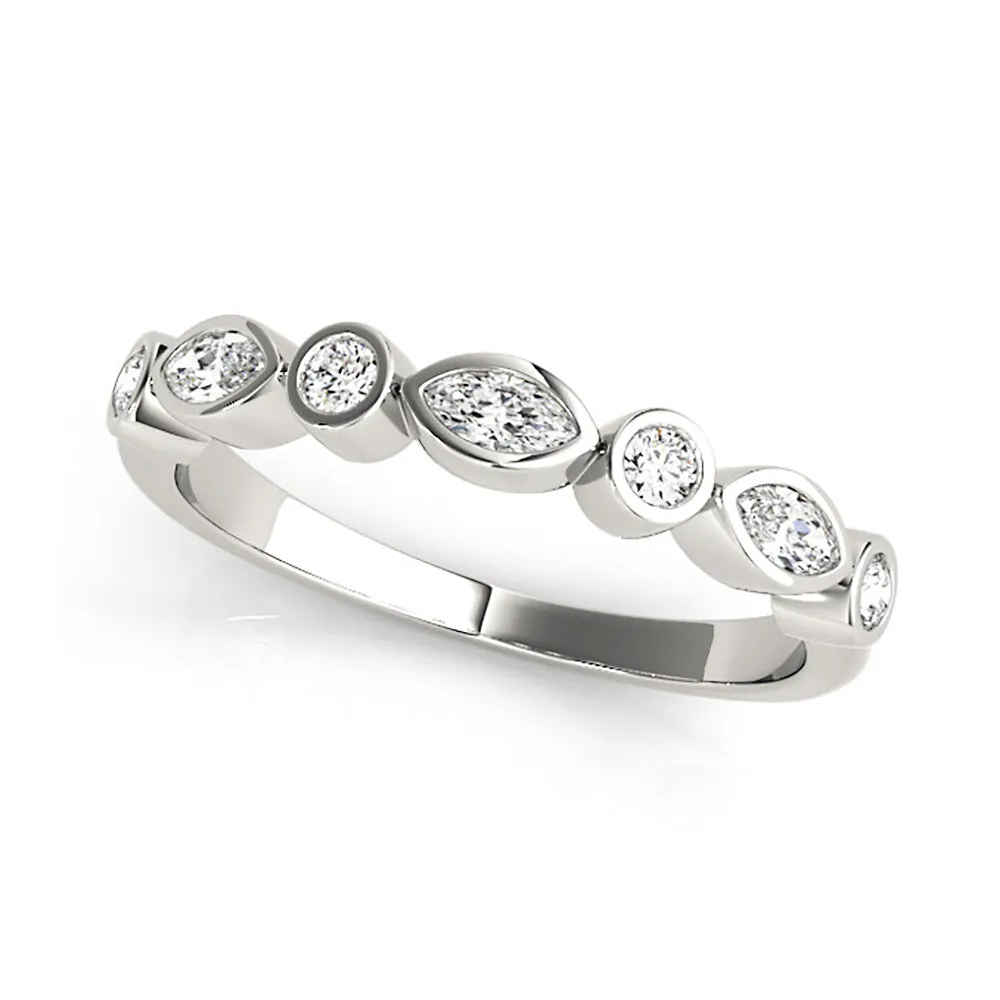 0.30 ct. Round And Marquise Diamond Wedding Ring
