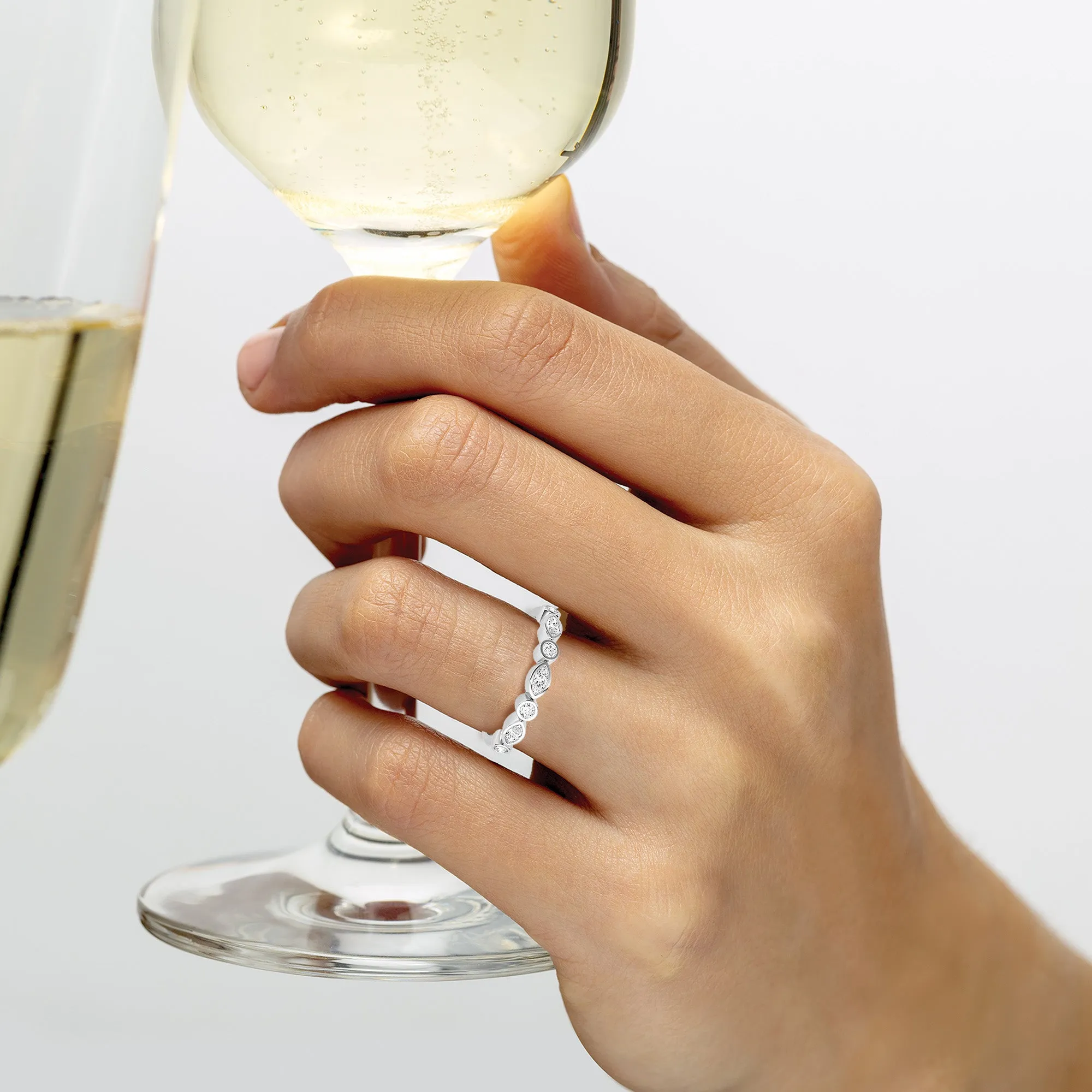 0.30 ct. Round And Marquise Diamond Wedding Ring