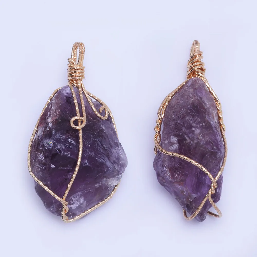 1 Purple 35*40mm  For Necklace Natural Stone Pendant  Fashion Jewelry Charm Crystal High Quality Pendant  Women'sFashion Handmade