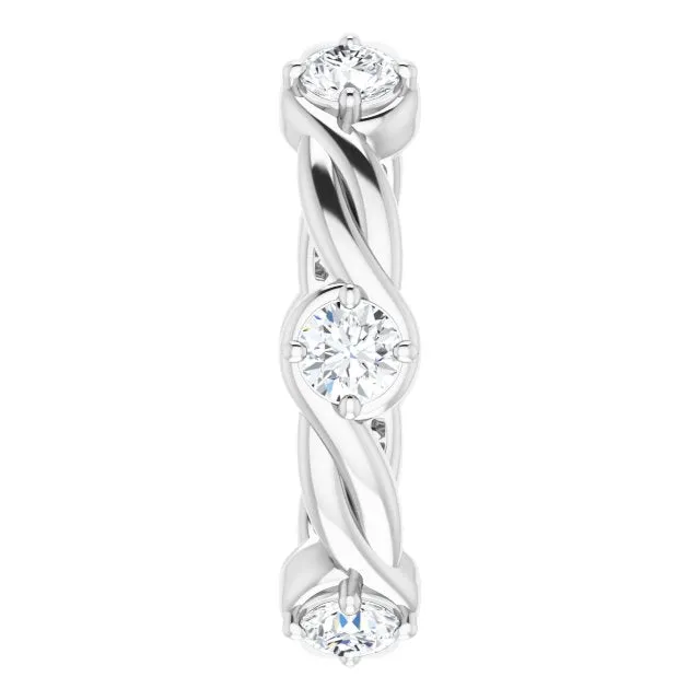 1.02 ct. Round Diamond Eternity Band Rope Design Ring