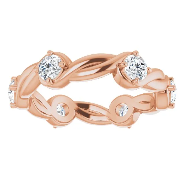 1.02 ct. Round Diamond Eternity Band Rope Design Ring