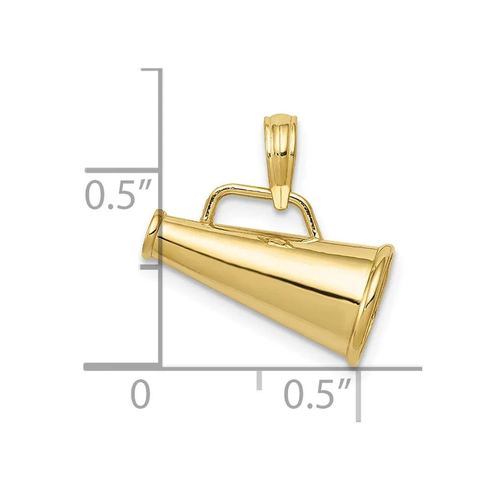 10K Polished 3-D Small Megaphone Pendant