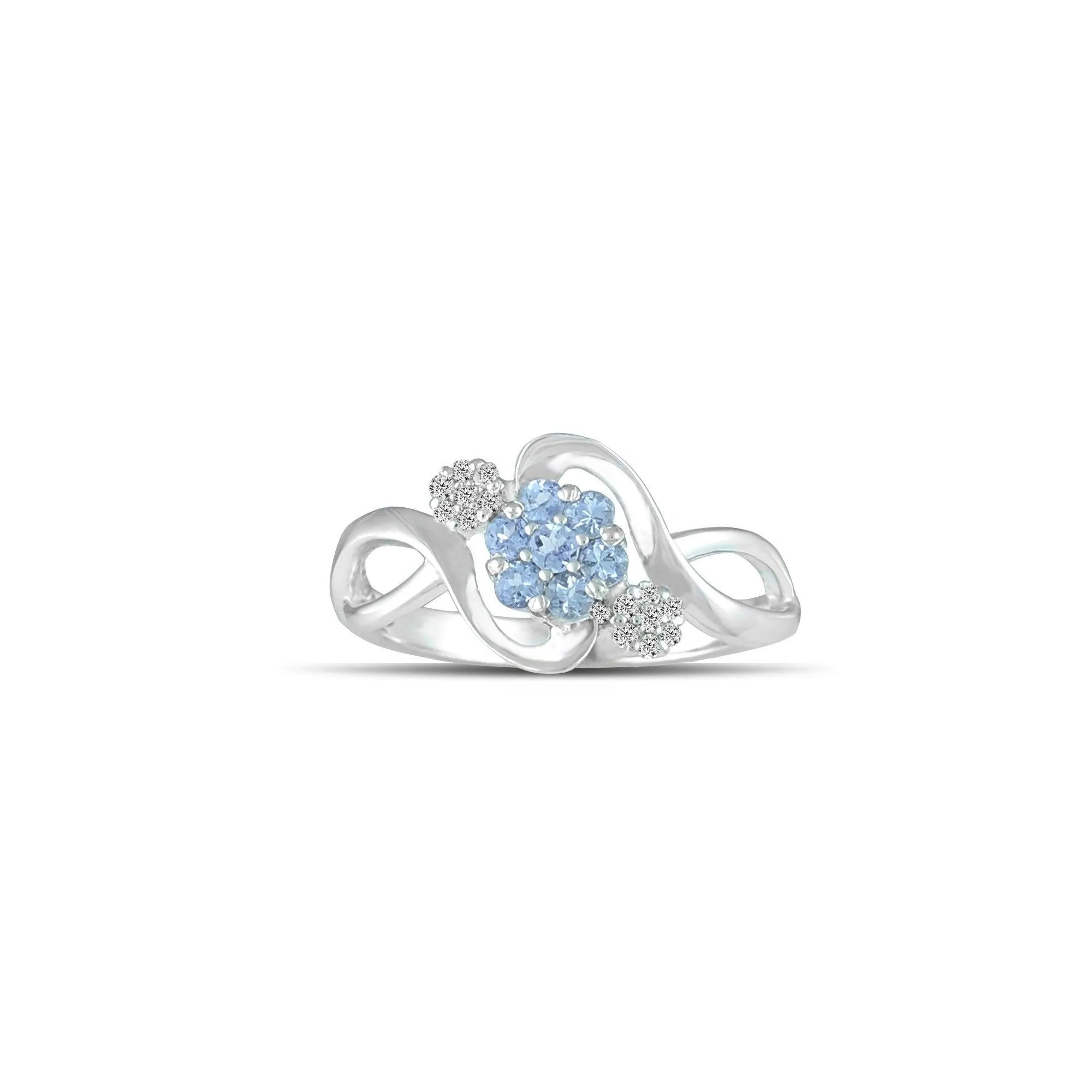 10K White Gold Tanzanite and Diamond Accent Fashion Ring