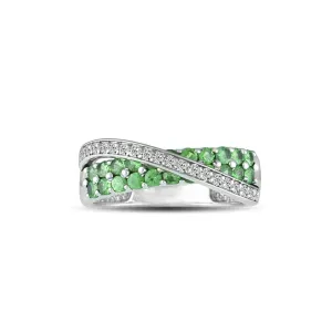 10K White Gold Tsavorite and Diamond Accent Fashion Ring
