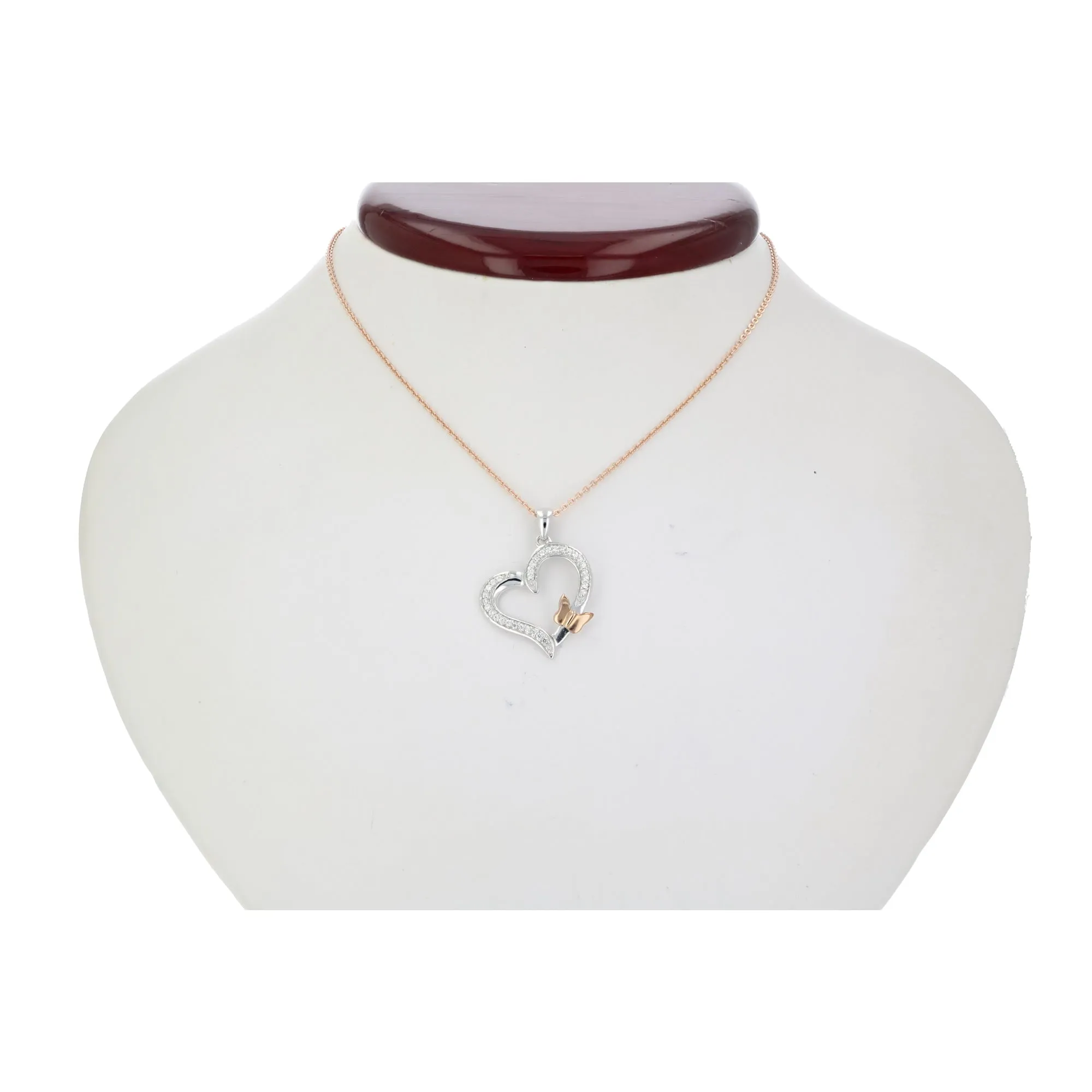 1/10 cttw Diamond Heart Butterfly Pendant in 14K White Gold