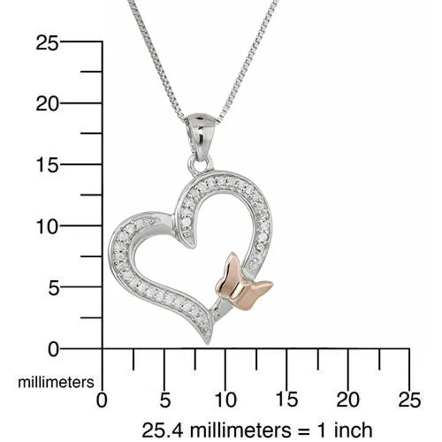 1/10 cttw Diamond Heart Butterfly Pendant in 14K White Gold