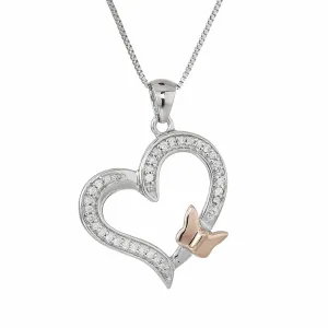 1/10 cttw Diamond Heart Butterfly Pendant in 14K White Gold