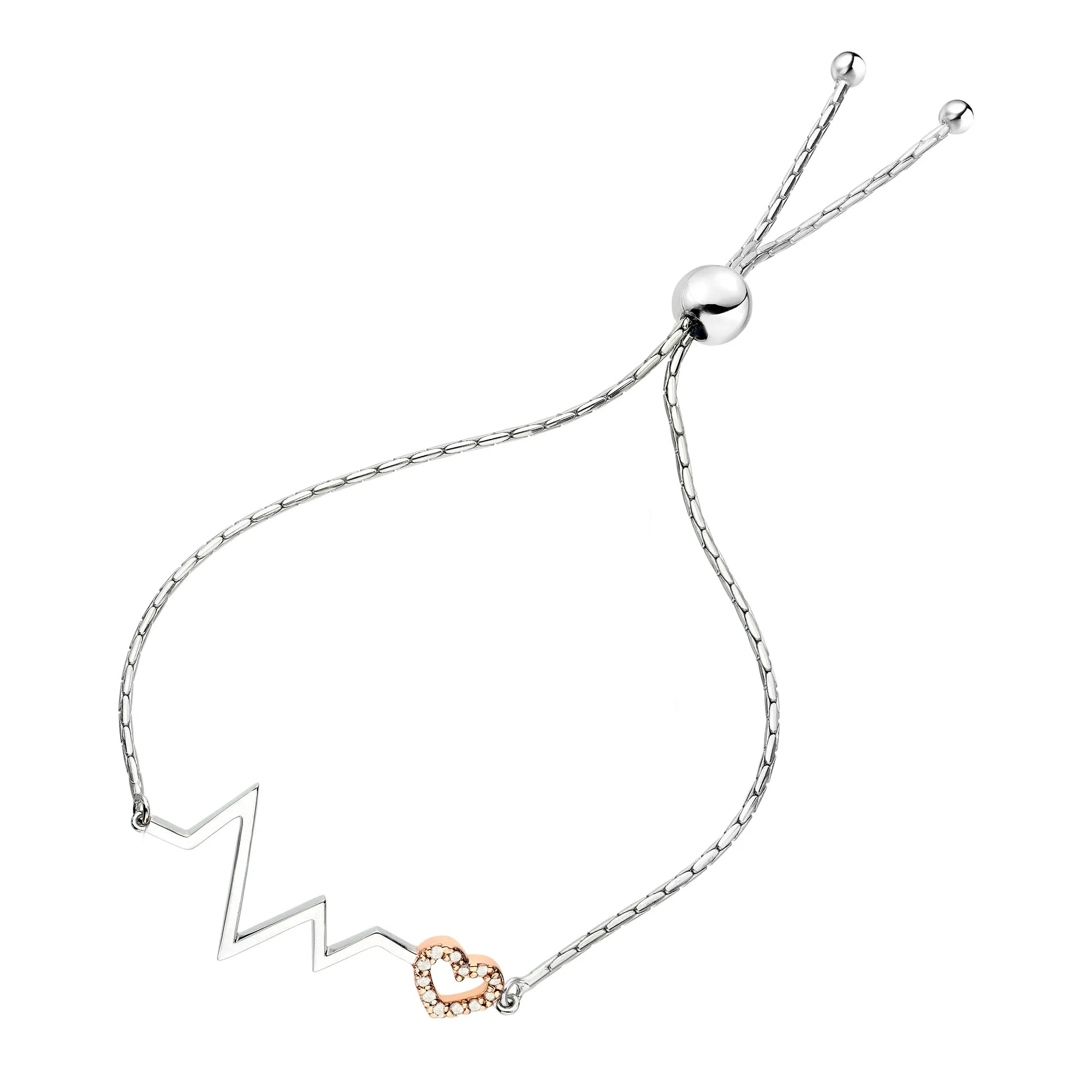 1/20 cttw Diamond Bolo Bracelet in .925 Sterling Silver