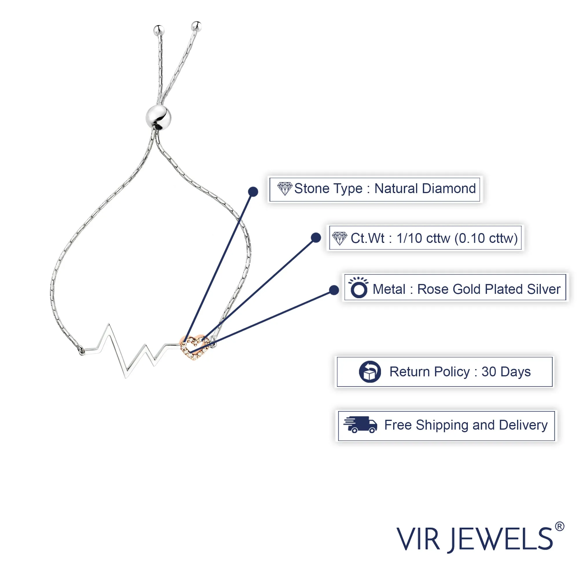 1/20 cttw Diamond Bolo Bracelet in .925 Sterling Silver