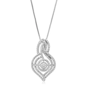 1/20 cttw Lab Grown Diamond Cluster Leaf Pendant in Sterling Silver