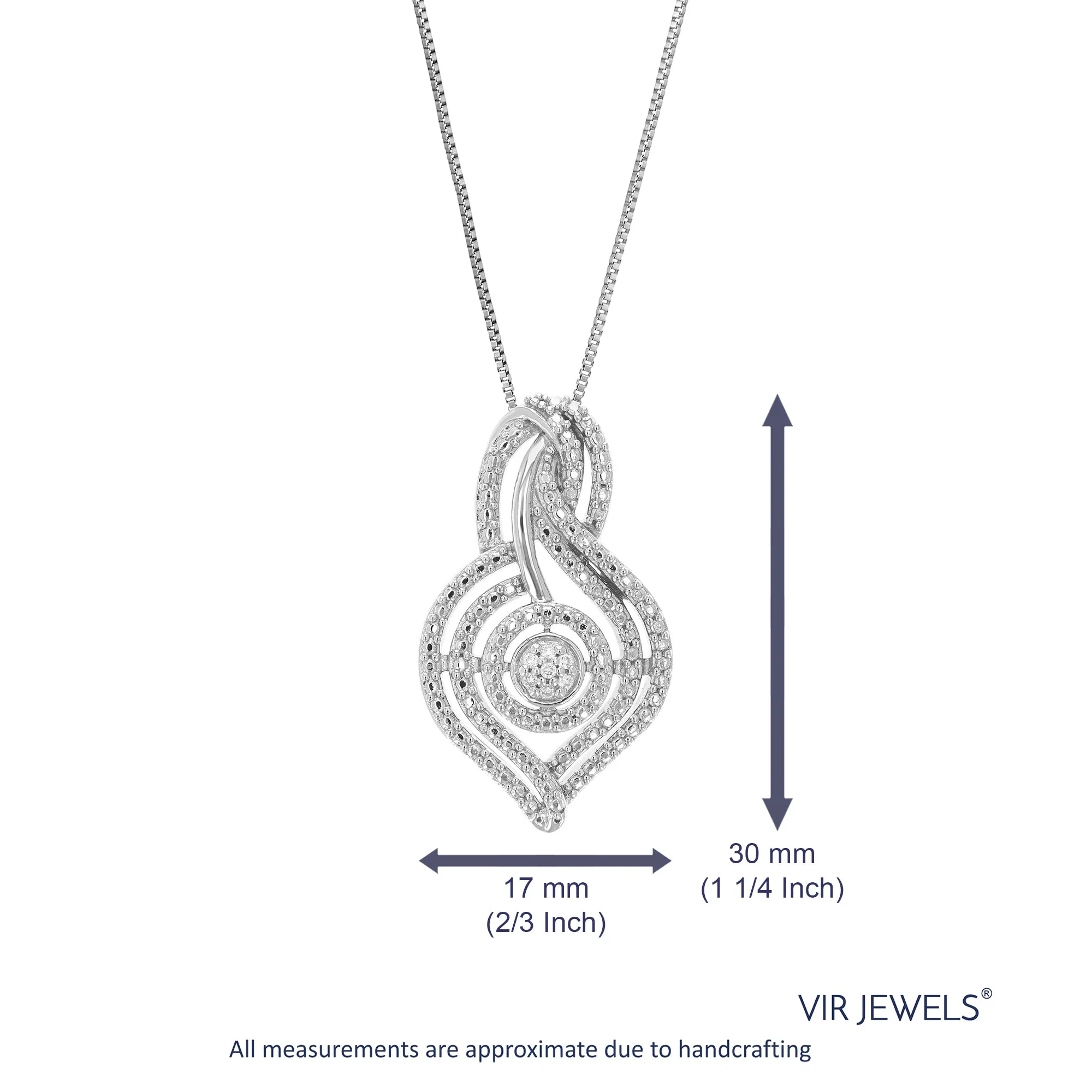 1/20 cttw Lab Grown Diamond Cluster Leaf Pendant in Sterling Silver