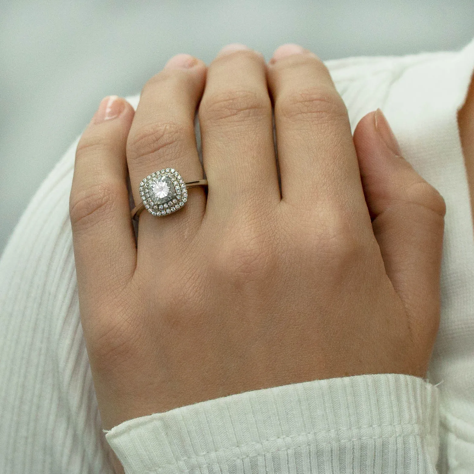 1.34 d.e.w cts Heather Moissanite Ring