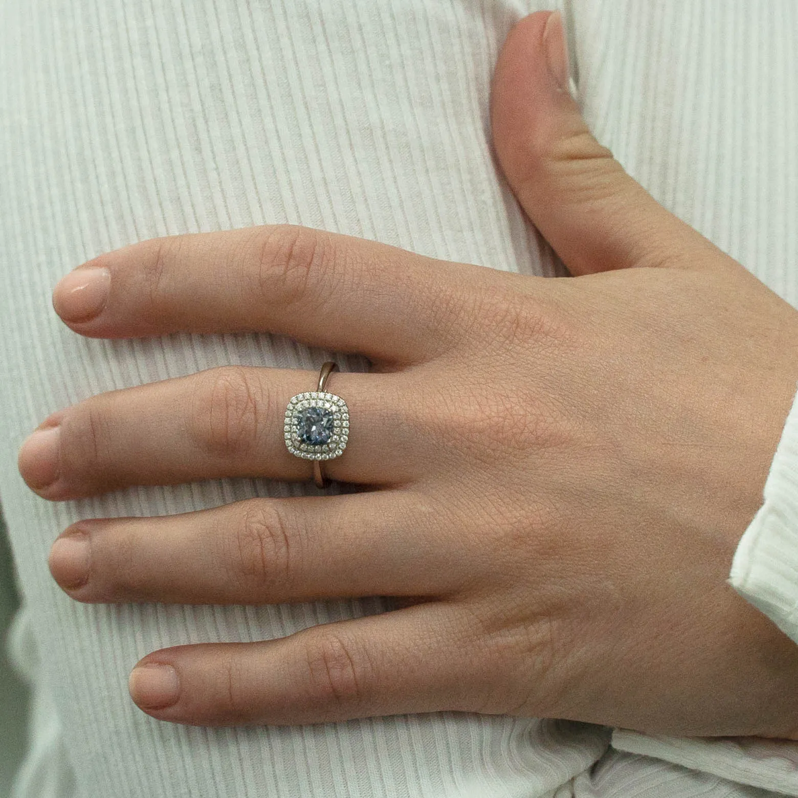 1.34 d.e.w cts Heather Moissanite Ring