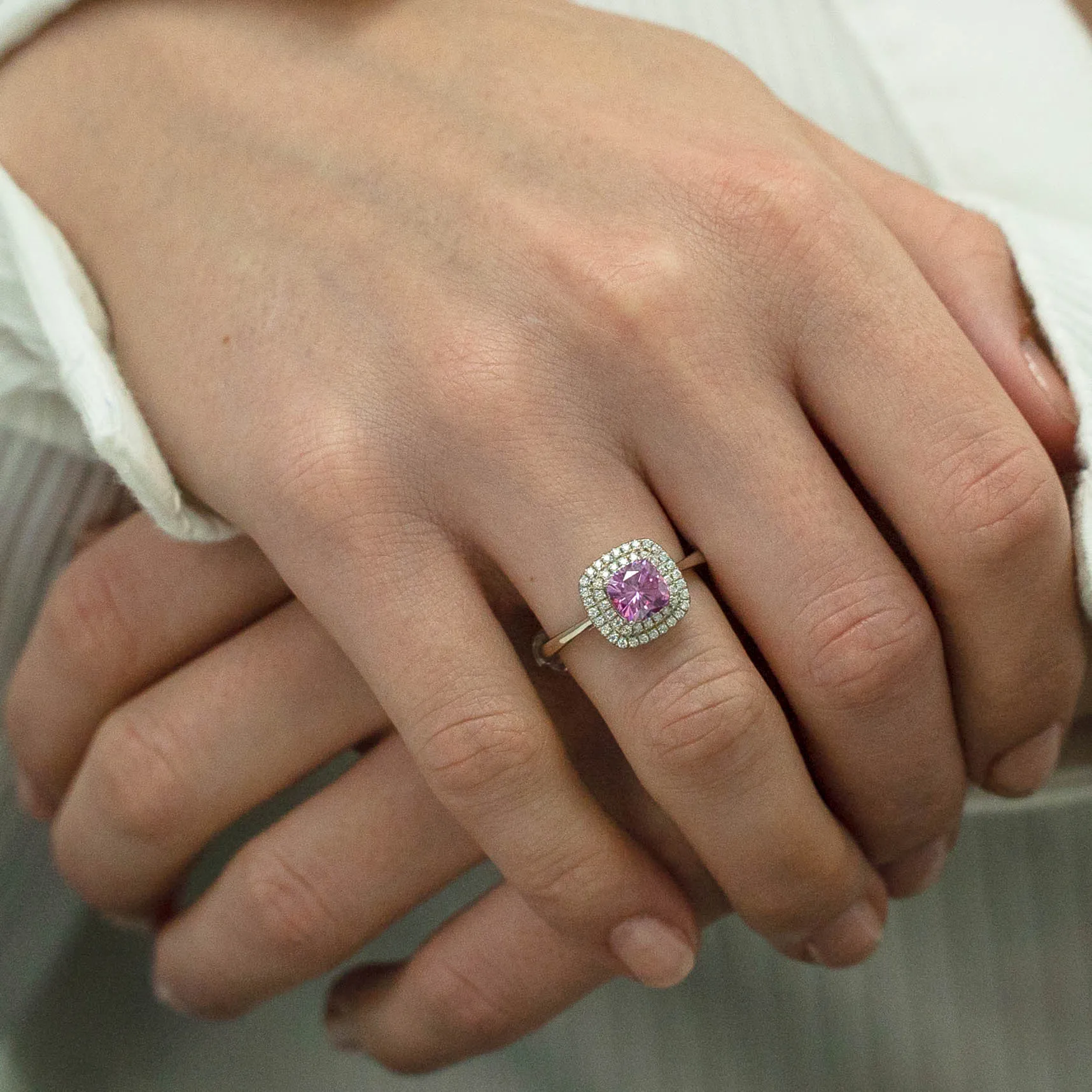 1.34 d.e.w cts Heather Moissanite Ring