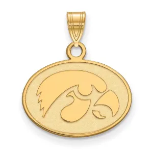 14k Gold University of Iowa Hawk Small Oval Pendant