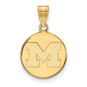14k Gold University of Michigan Letter M Medium Disc Pendant