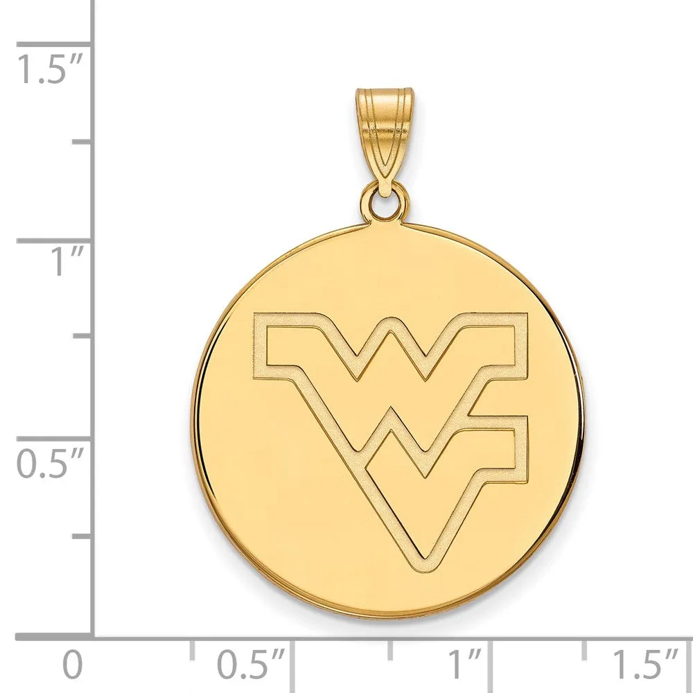 14k Gold West Virginia University W-V Extra Large Disc Pendant