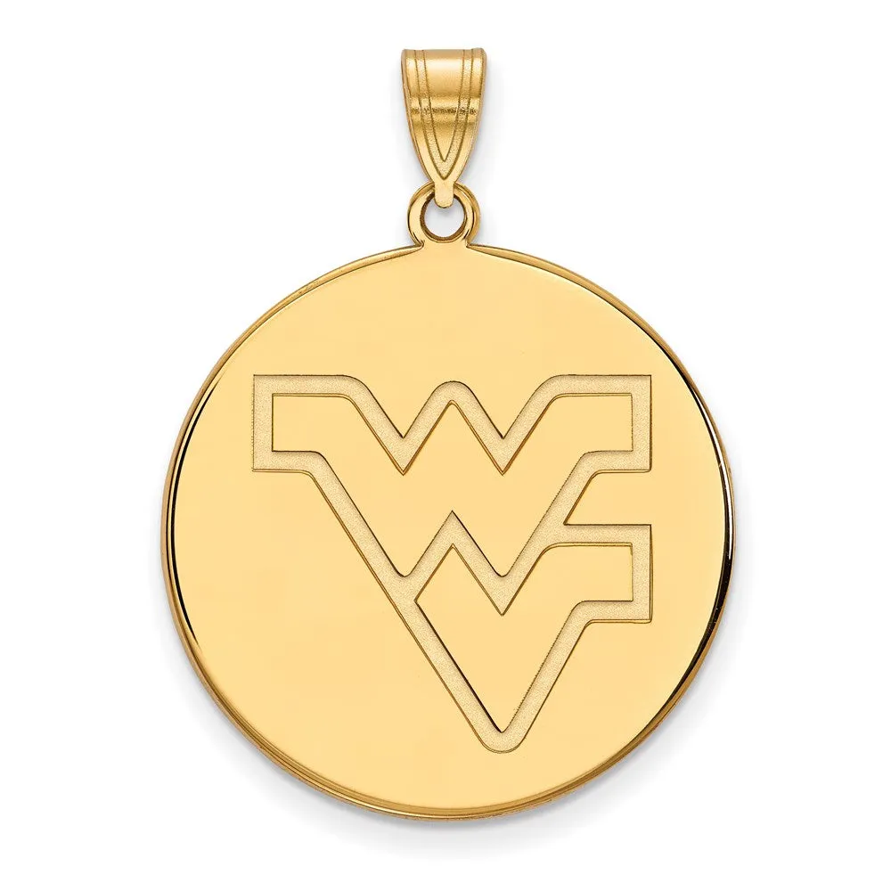 14k Gold West Virginia University W-V Extra Large Disc Pendant