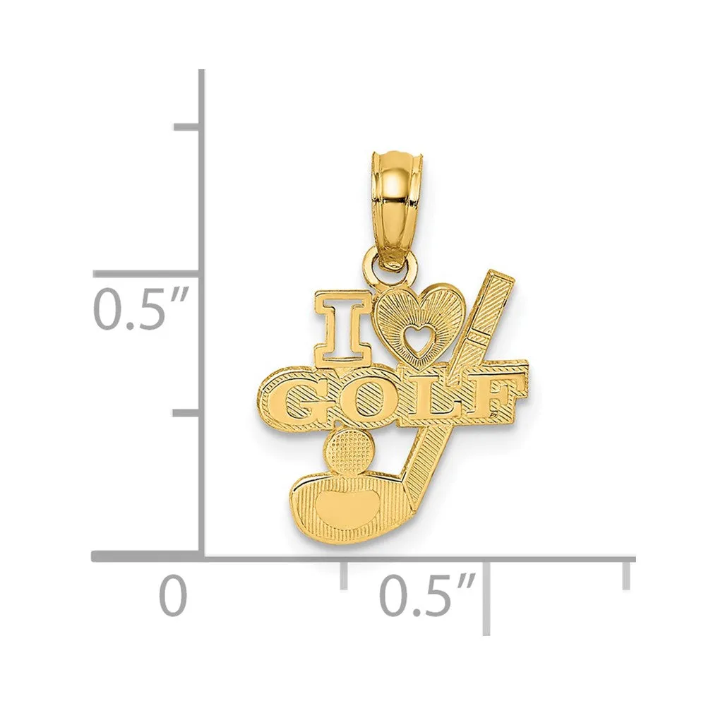 14K I HEART GOLF Club and Ball Charm