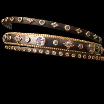14K Plated and Black Rhodium Bangles (Set of 3)