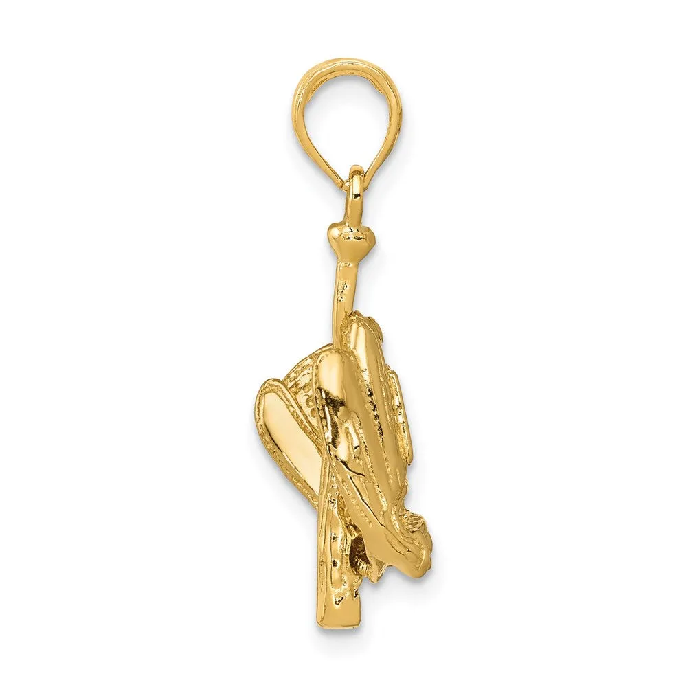 14K Polished 3-D Glove/Bat/Baseball Pendant