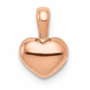 14K Rose Gold Solid Polished Finish Open Back Domed Heart Shape Charm Pendant