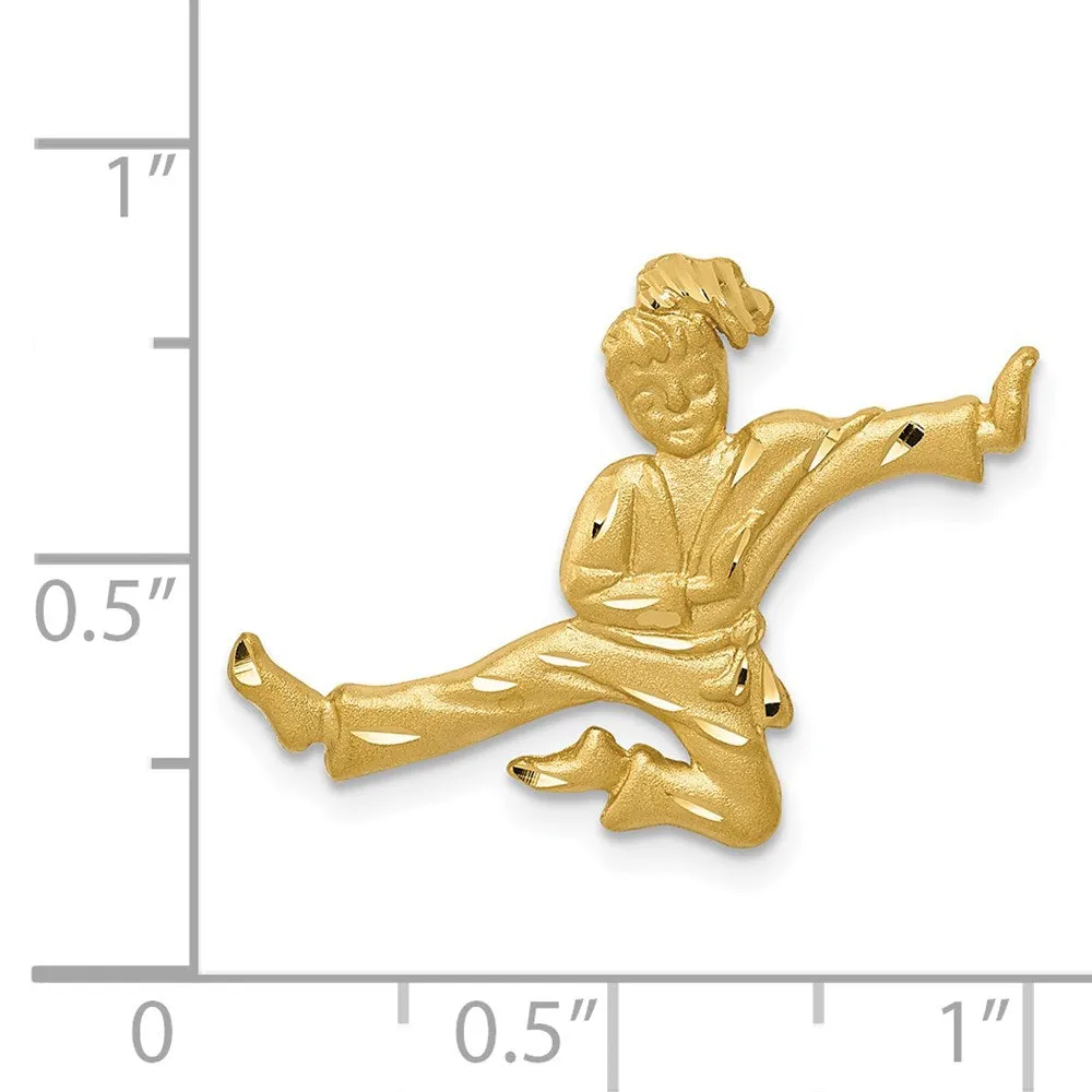 14k  Satin Diamond-cut Open-Backed Karate Female Chain Slide
