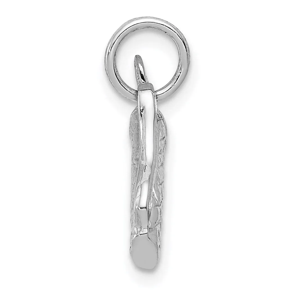 14k White Gold Solid Polished 3-D Golf Bag/Clubs Charm