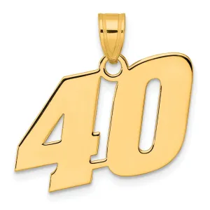 14k Yellow Gold Polished Finish Block Script Design Number 40 Charm Pendant