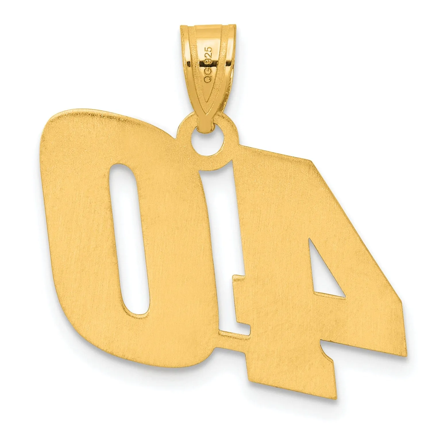 14k Yellow Gold Polished Finish Block Script Design Number 40 Charm Pendant