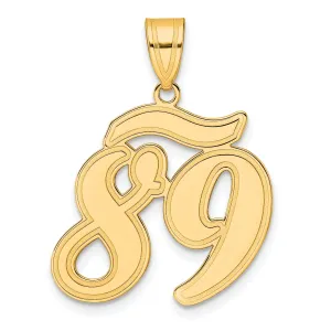 14k Yellow Gold Polished Finish Script Design Number 89 Charm Pendant