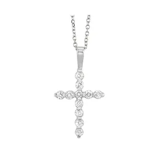 14KT White Gold & Diamond Classic Book Cross Pendants Neckwear Pendant  - 1 ctw