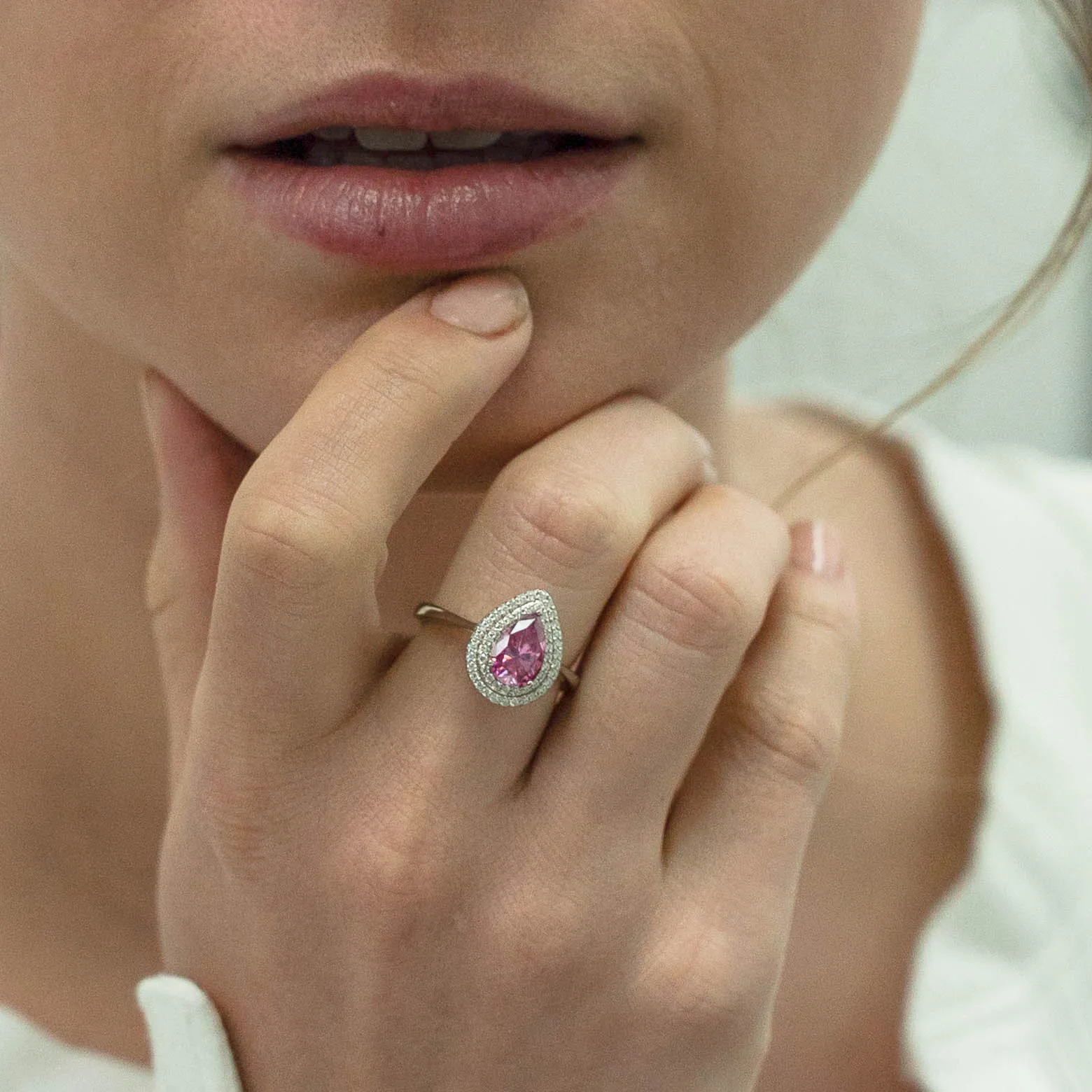 1.77 d.e.w cts Heather Moissanite Ring