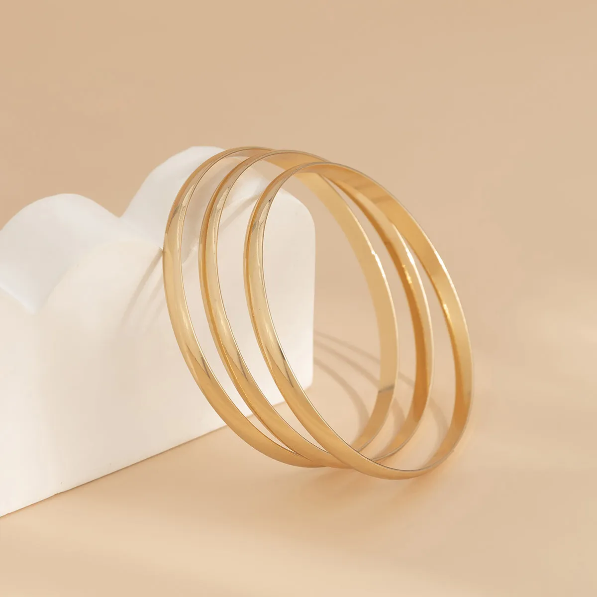 18K Gold-Plated Bangle - Set Of Three