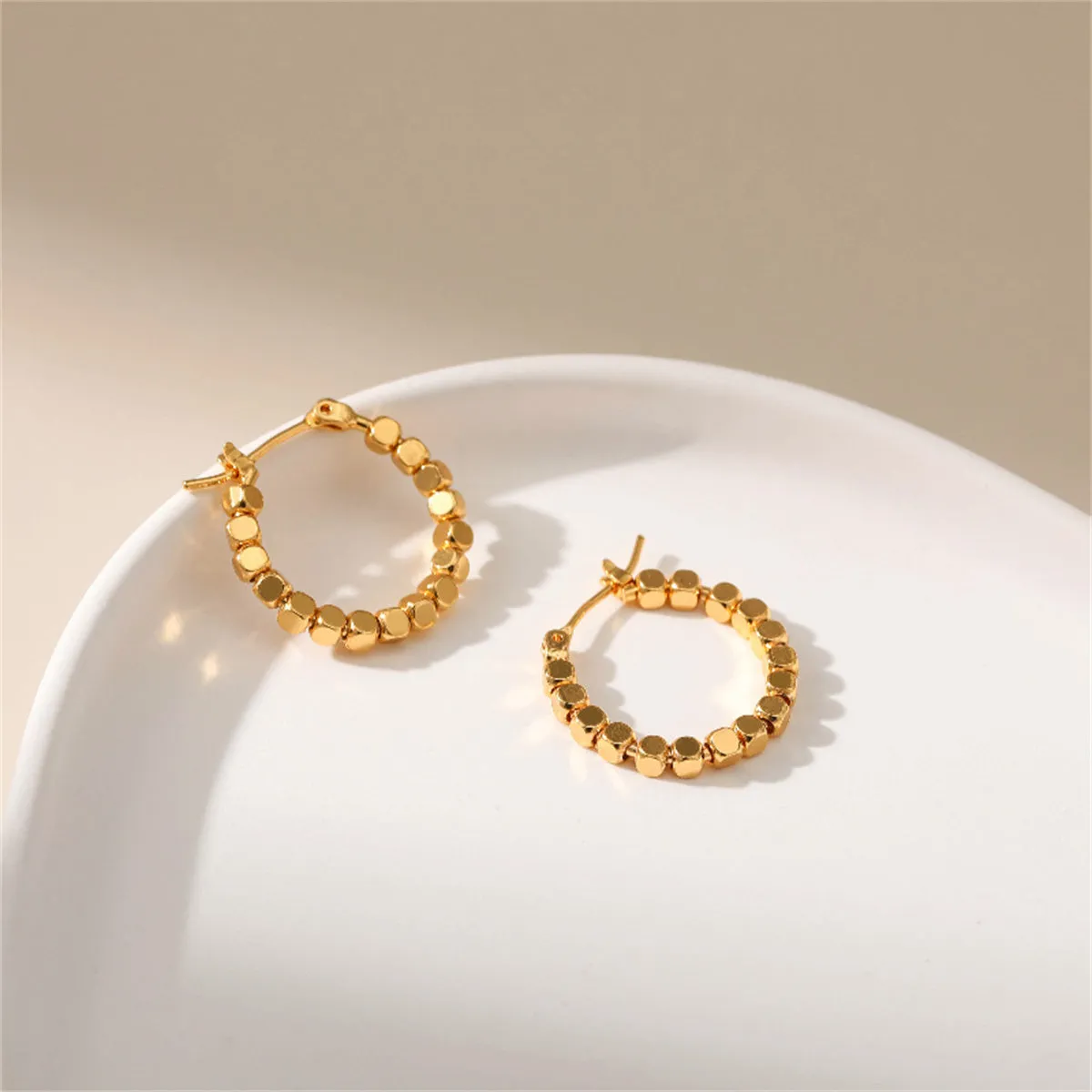 18K Gold-Plated Beaded Hoop Earrings