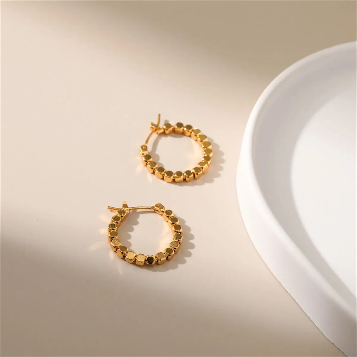 18K Gold-Plated Beaded Hoop Earrings