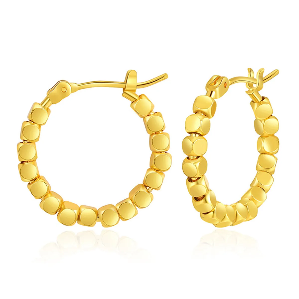 18K Gold-Plated Beaded Hoop Earrings