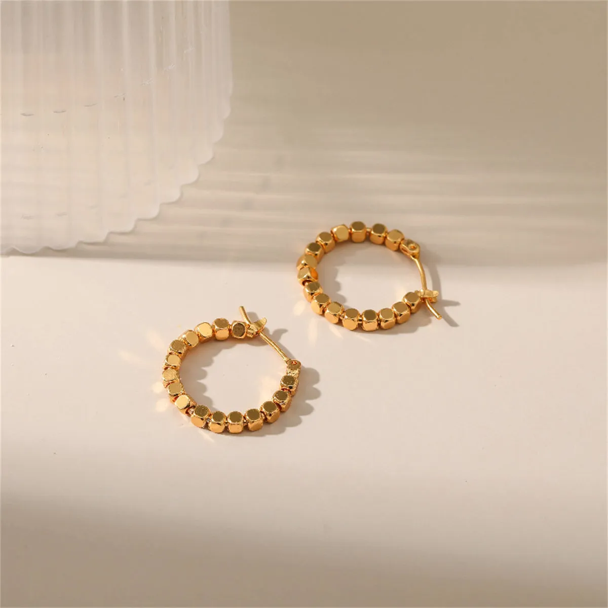 18K Gold-Plated Beaded Hoop Earrings
