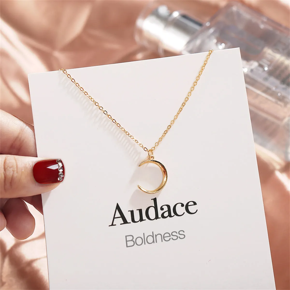 18K Gold-Plated Moon Pendant Necklace