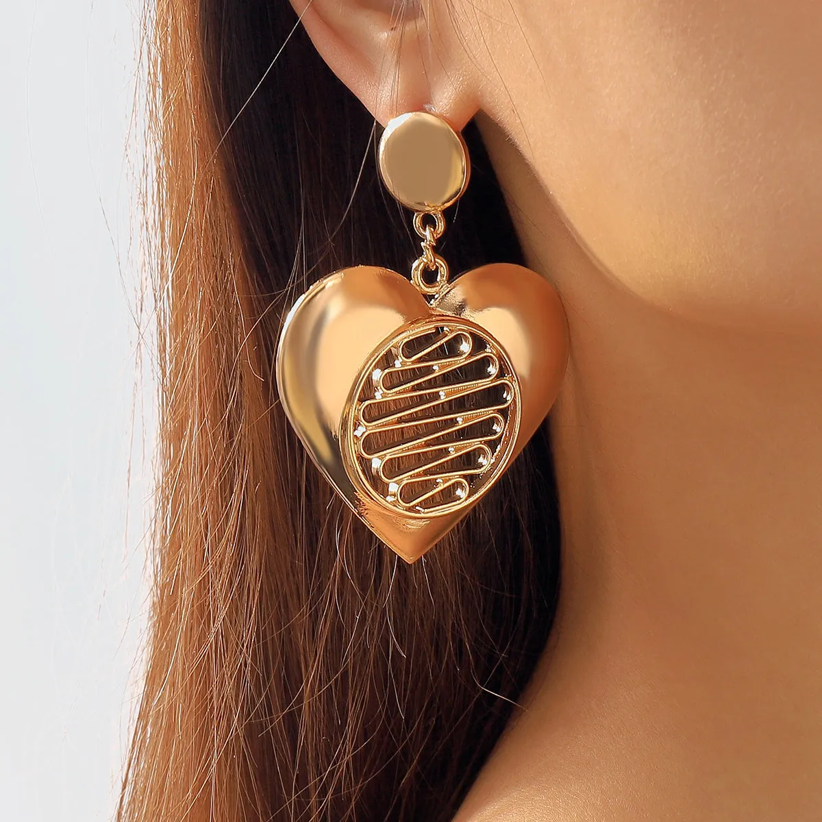 18K Gold-Plated Open Heart Drop Earrings