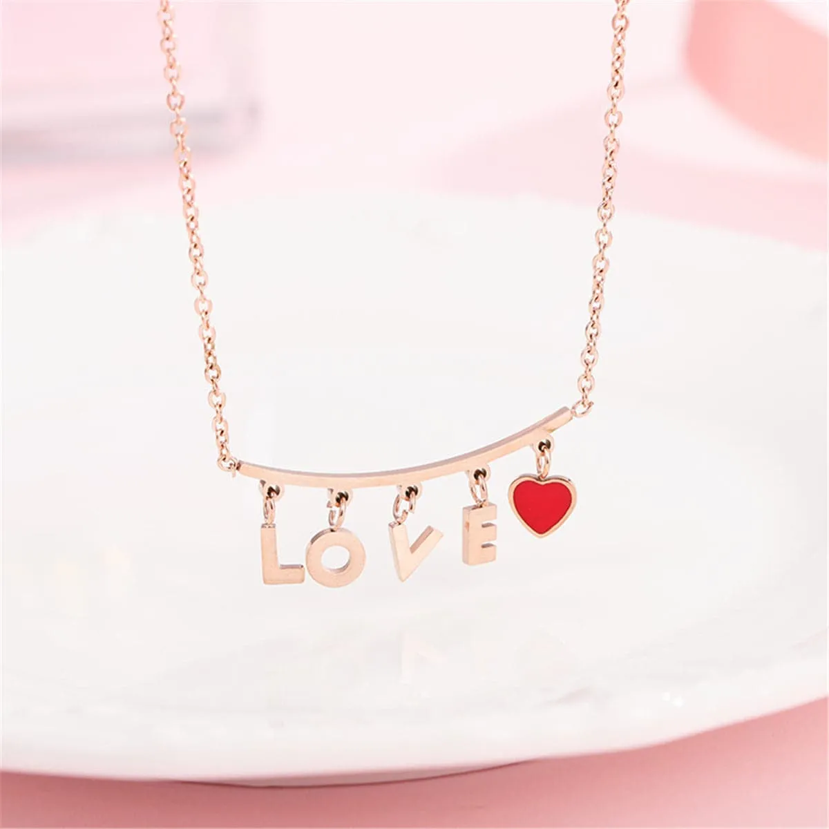 18K Rose Gold-Plated 'Love' Pendant Necklace