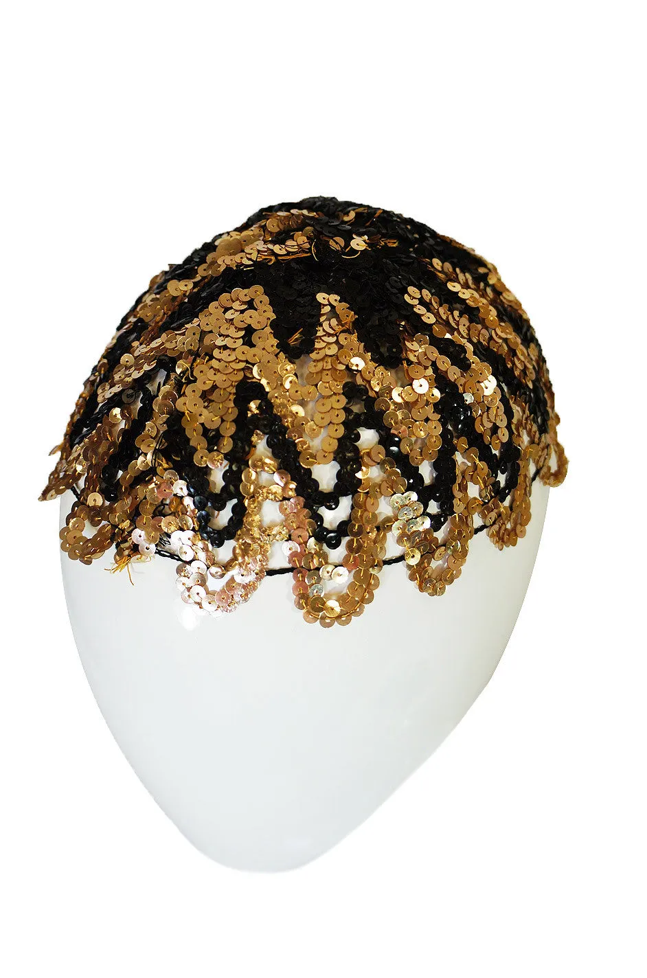 1920s Rare Gold Gelatin Sequin Cap