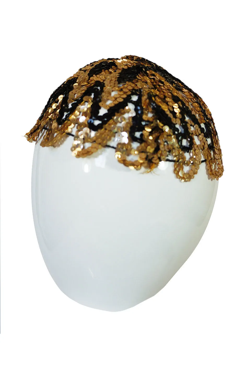 1920s Rare Gold Gelatin Sequin Cap