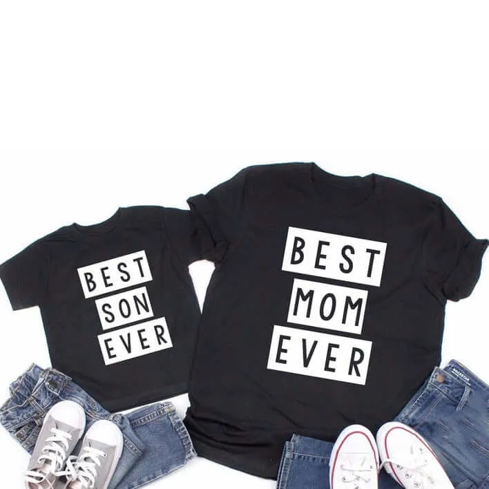 1pcs Mommy & Me Tee Shirt Best Mom Ever Best Son Ever Mama and Son T Shirts