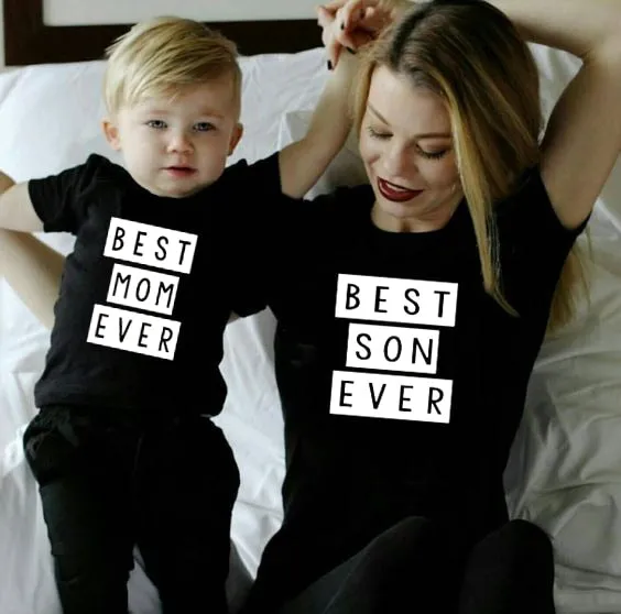 1pcs Mommy & Me Tee Shirt Best Mom Ever Best Son Ever Mama and Son T Shirts