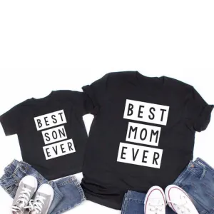 1pcs Mommy & Me Tee Shirt Best Mom Ever Best Son Ever Mama and Son T Shirts