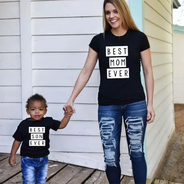 1pcs Mommy & Me Tee Shirt Best Mom Ever Best Son Ever Mama and Son T Shirts