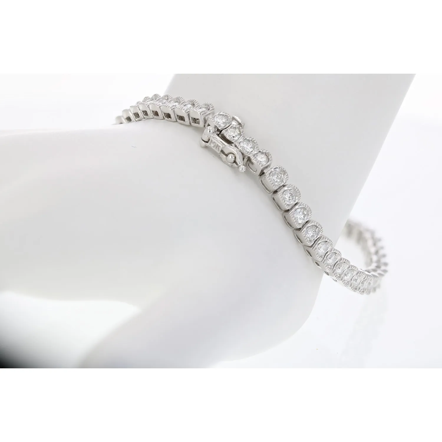 2 cttw Diamond Cushion Shape Tennis Bracelets in 14K White Gold
